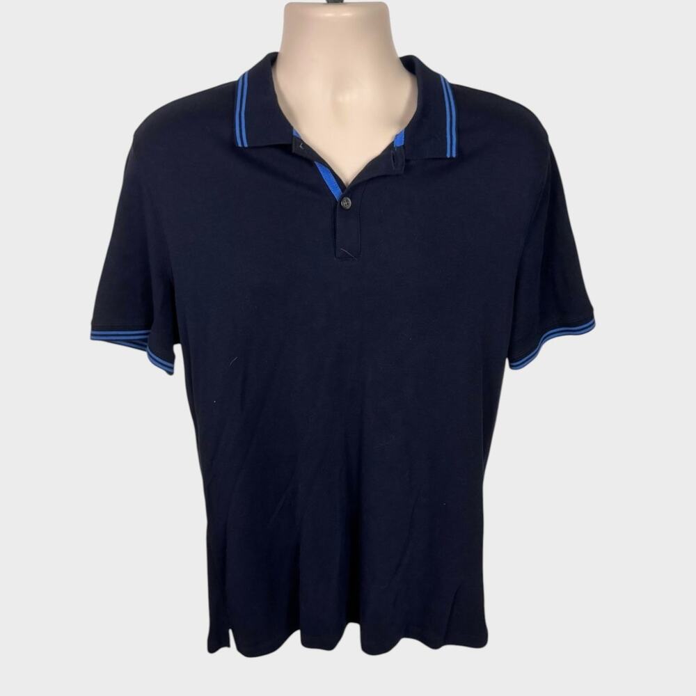Banana Republic Factory Mens Large Dress Polo Shirt Navy Blue